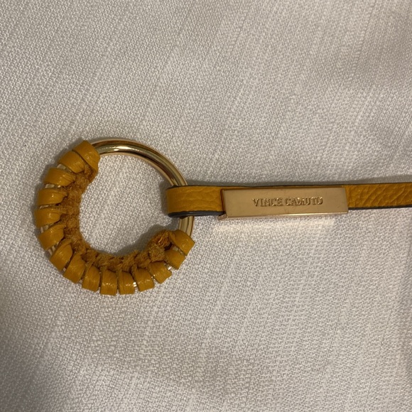 Vince Camuto Pebbled Leather Mandi Drawstring Bucket Shoulder Bag in Mustard - Picture 4 of 11